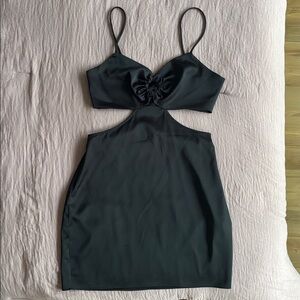 Zara Elegant Black Satin Cutout Dress